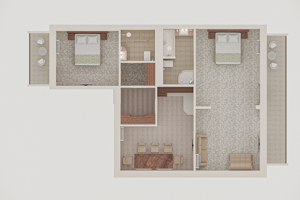 Апартаменты с балконом в Alean Family Doville
