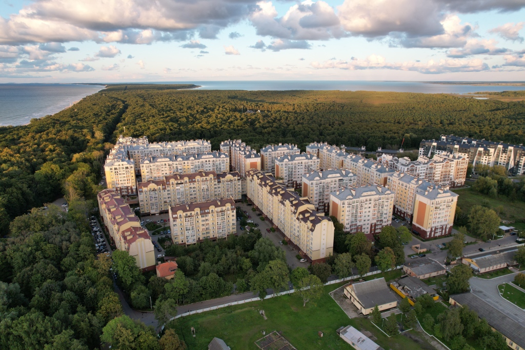 Венецианский квартал Зеленоградск. Мосина 6 Зеленоградск. Фото с самолета Зеленоградск.