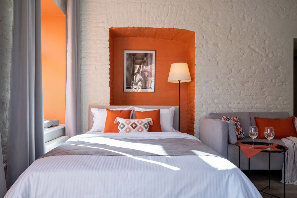 Двухместная семейная студия с видом на город двуспальная кровать в Light house