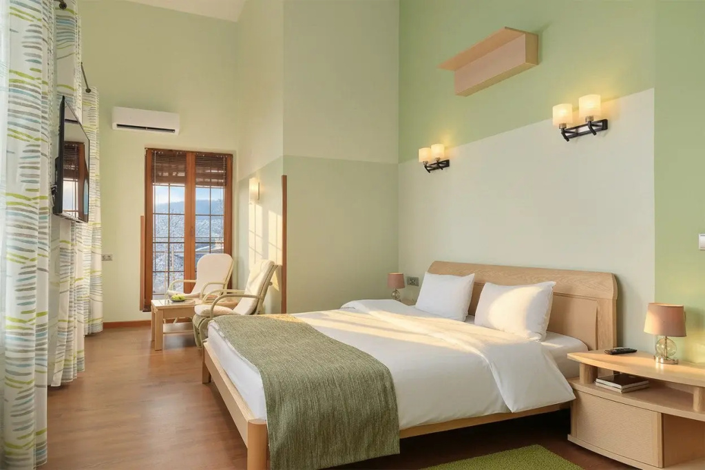 Double room with balcony and with Oka river view (full double bed)