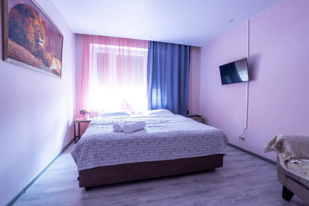 Pink Double room with park view (full double bed)