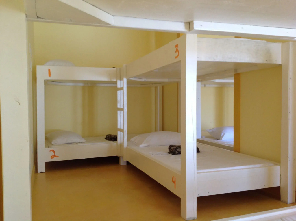 Bed in Dorm Basement with view