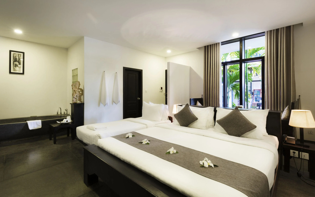Standard Double Family room with balcony and with pool view (full double bed)