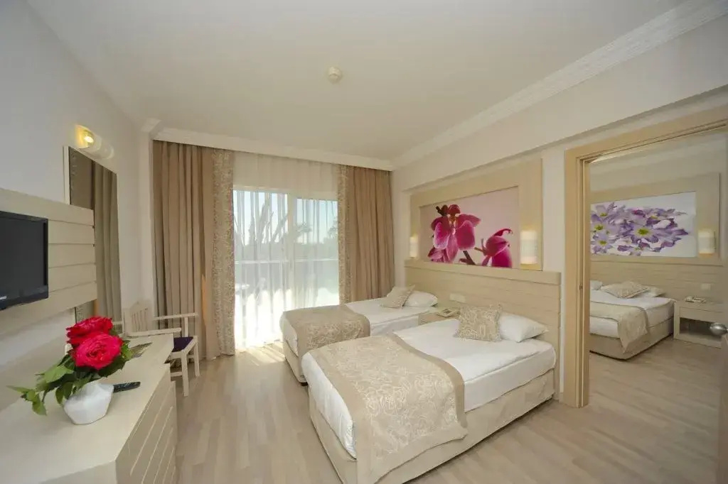 Family room with land view