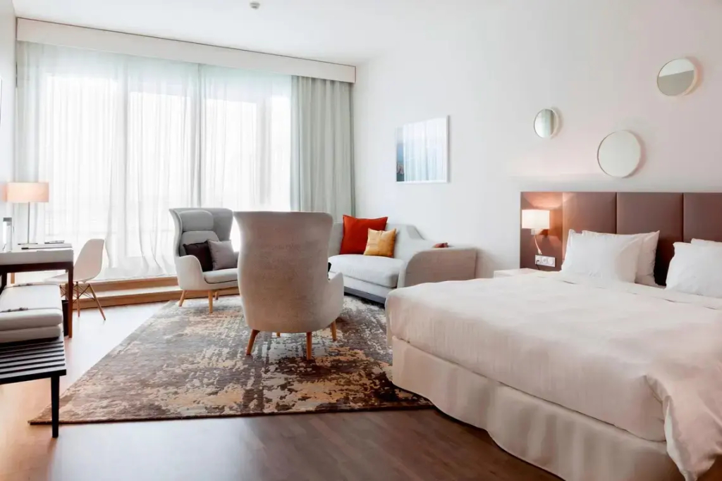 High Floor Double Junior Suite with balcony and Airport View full double bed