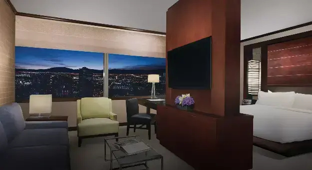 Vdara Double Suite with fountain view (full double bed)
