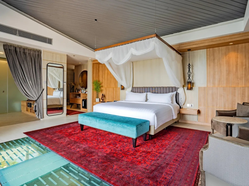 蜜月雙人別墅，配有大床