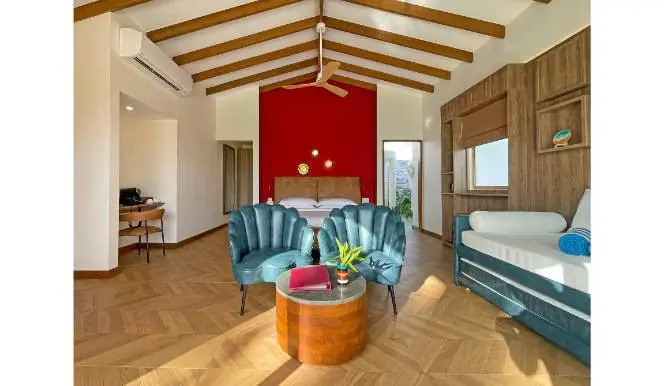 Beach with Pool Double Suite, bed type is subject to availability, speedboat transfer included, full double bed room photo 1