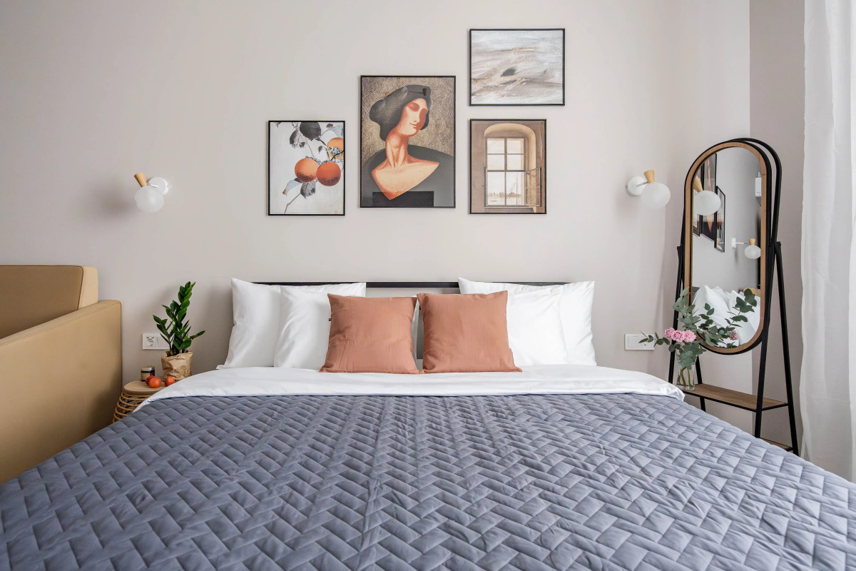 Апартаменты Бежевые в центре с кондиционером