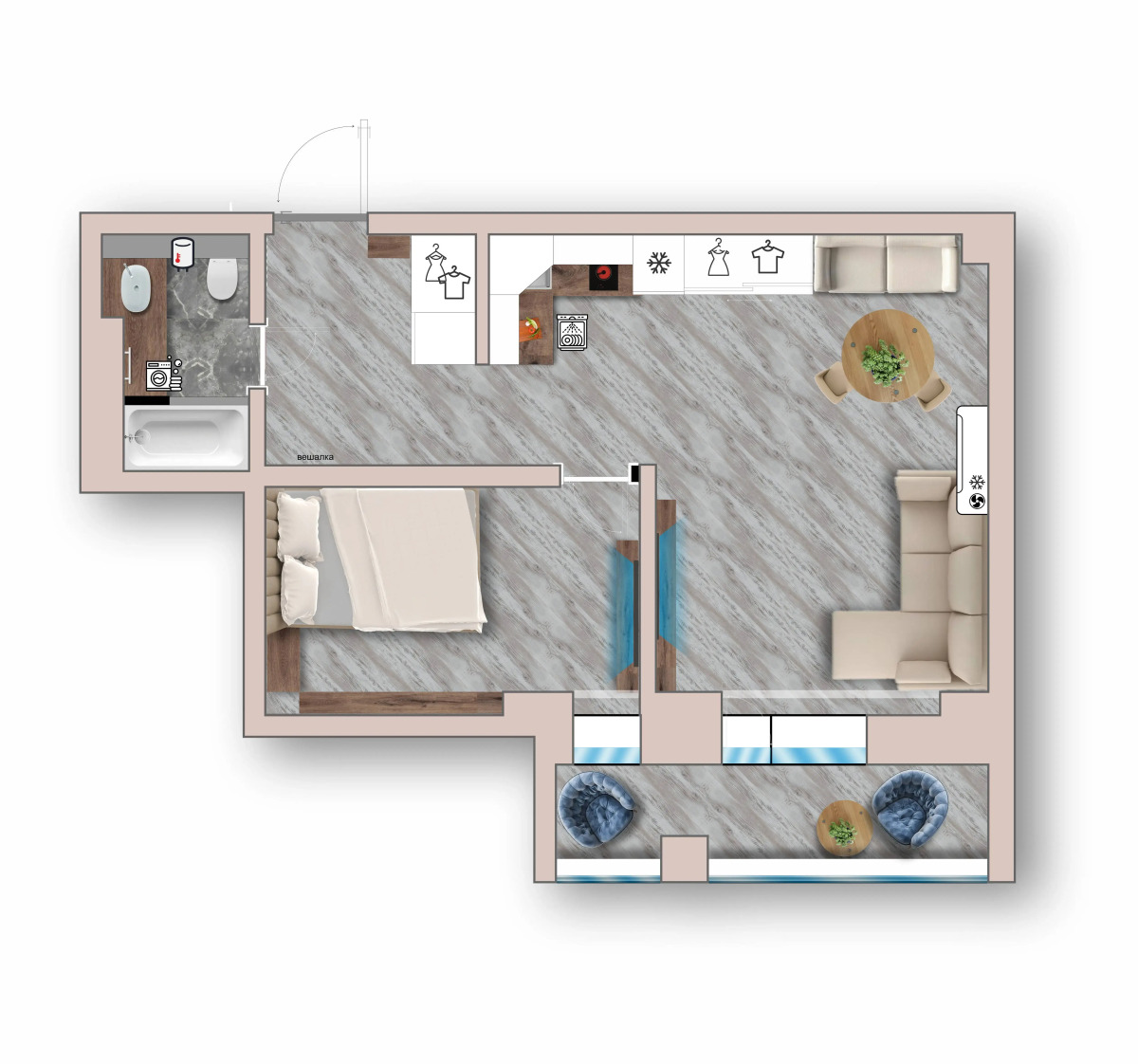 Квартира Уютные современные апартаменты рядом с центром