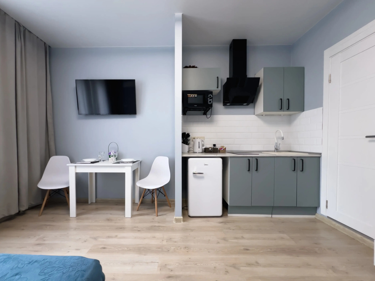 Квартира студия в голубых тонах