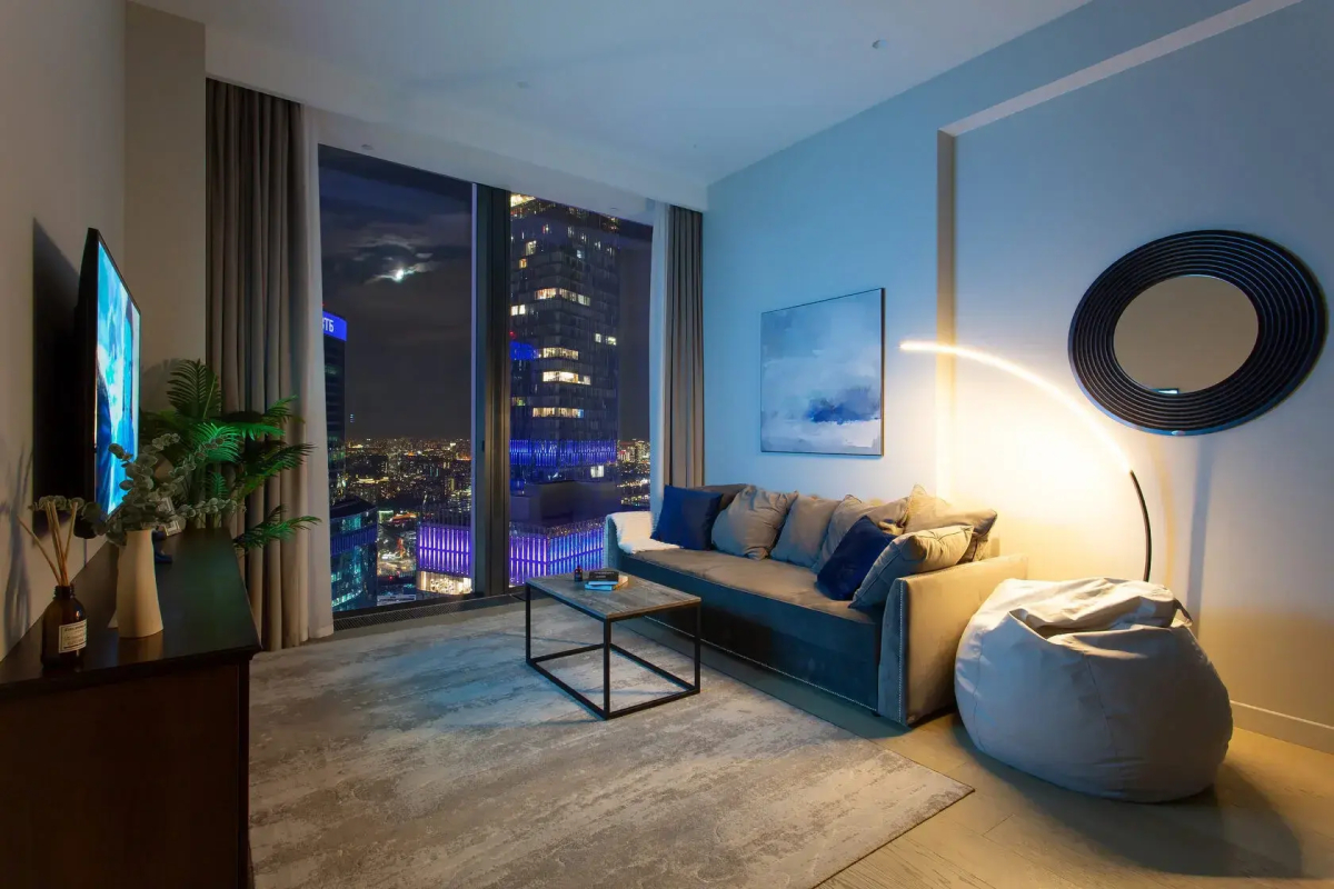 Апартаменты Sky City Moscow 62 этаж! Вид на Башни, Лужники, Парк победы и город! Очень уютный!