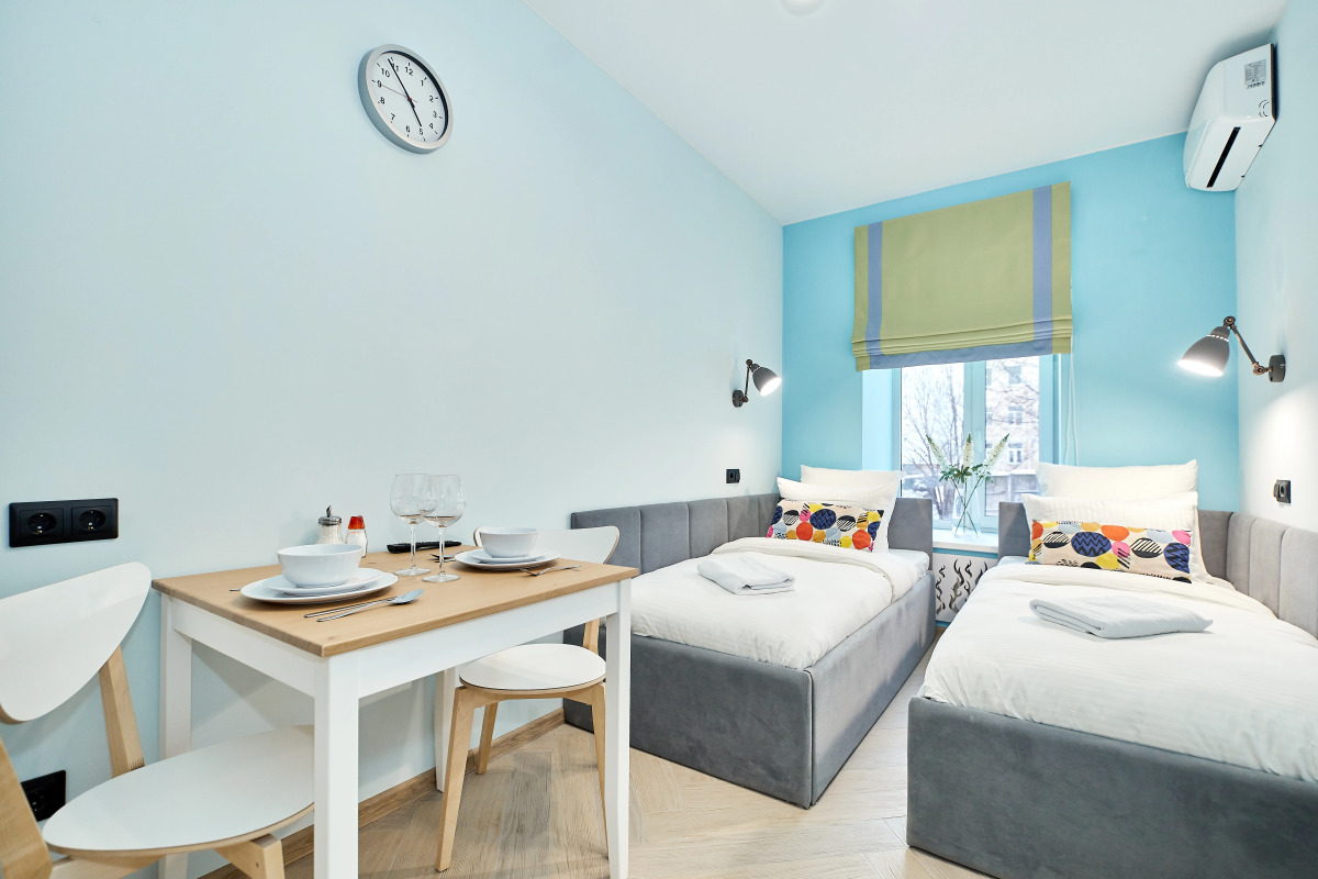 Квартира New Horizon Elans в скандинавском стиле с двумя отдельными кроватями