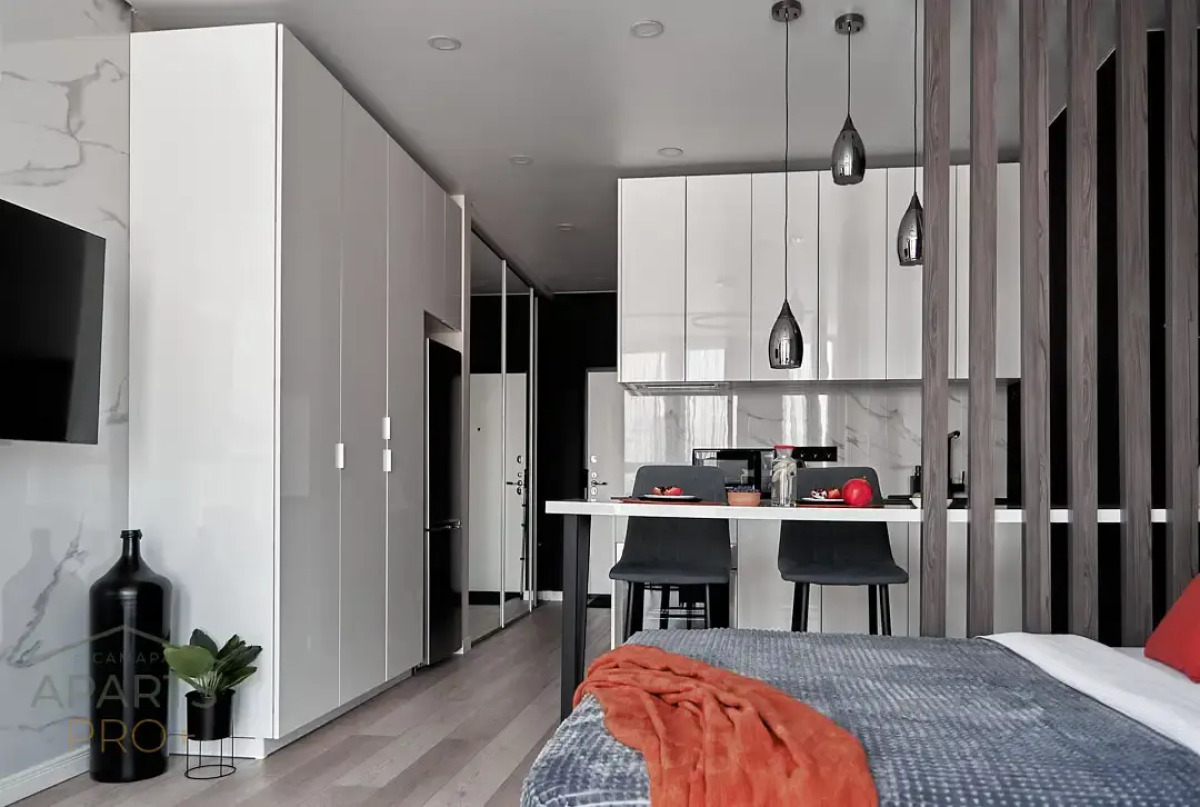 Квартира Aparts Pro Стильная видовая студия у Волги в ЖК Галактика на 12 этаже