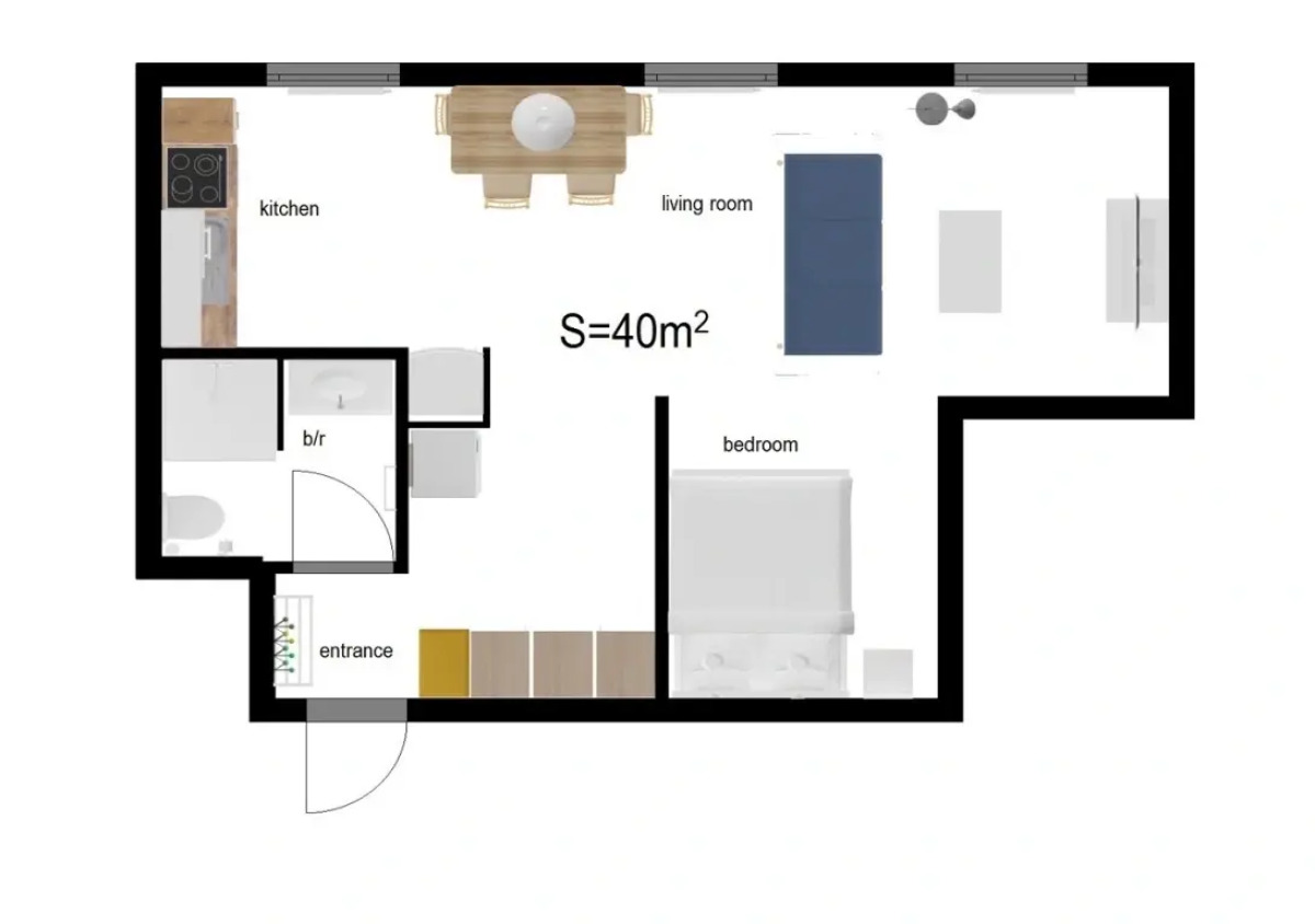 Апартаменты классическая студия с двуспальной кроватью и диваном