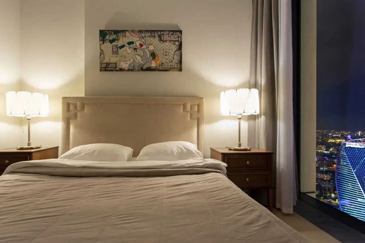 Апартаменты Sky City Moscow 62 этаж! Вид на Башни, Лужники, Парк победы и город! Очень уютный!