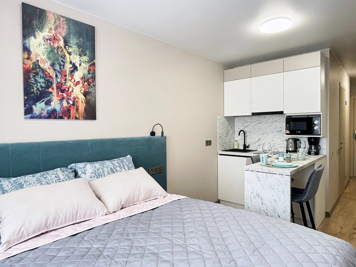 Апартаменты GLOBALSTAY. Новые студии 2 мин до метро Кировский завод