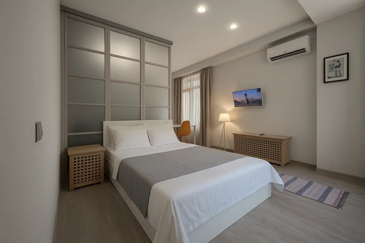 Квартира Студия с витражными окнами с видом на лес и горы