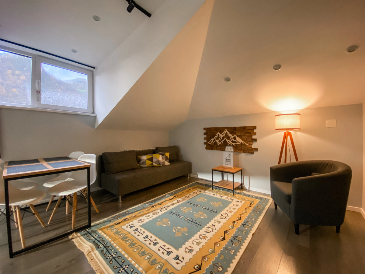 Студия с панорамным видом на озеро и горы