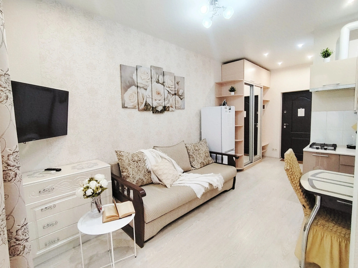 Квартира студия для 3х человек с кухонной зоной рядом с Олимпийским парком