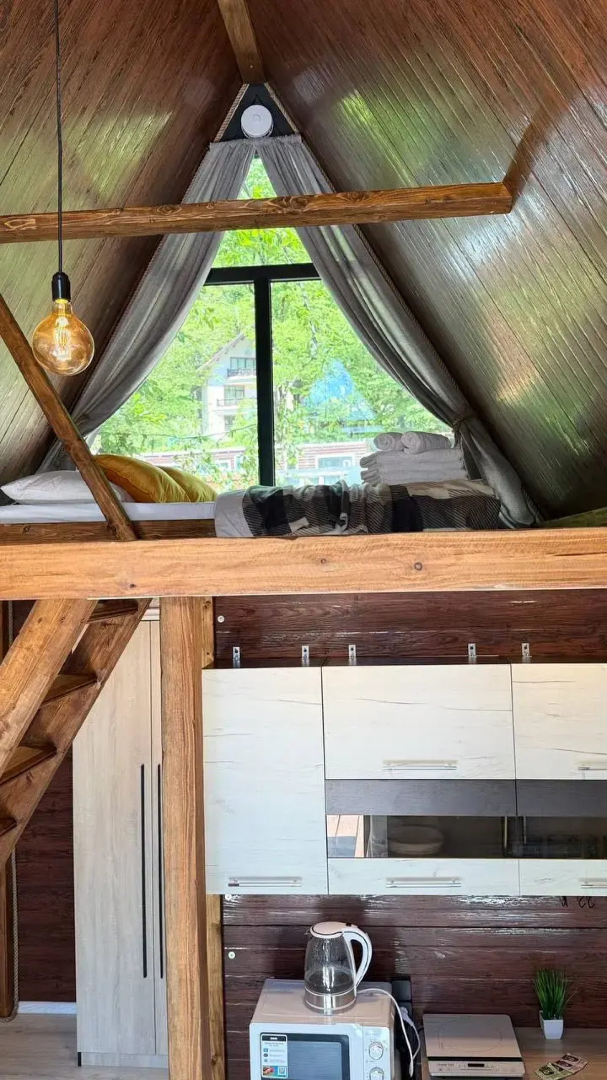 Шале А-фрейм Горный приют в эко стиле с потрясающим видом на горы Красной Поляны