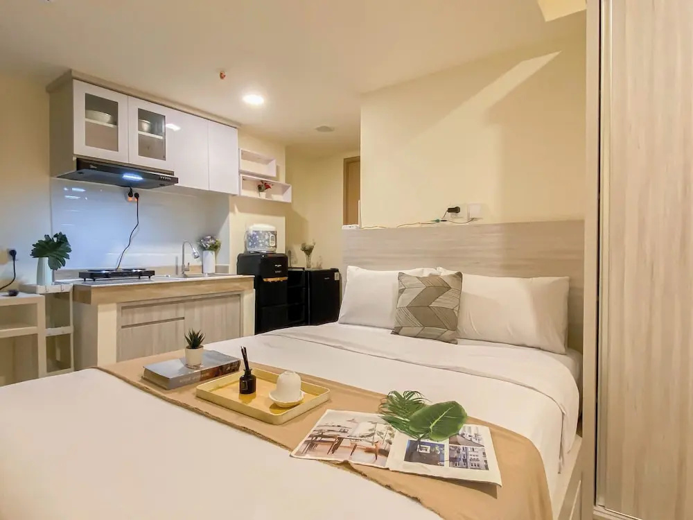 Minimalist Warm Beige Studio At Meikarta Apartment
