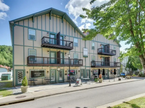 1 Block to Main St & River: Downtown Helen Condo