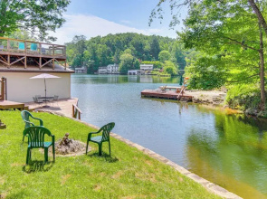 2-story Deck: Waterfront Lake Lure Home!