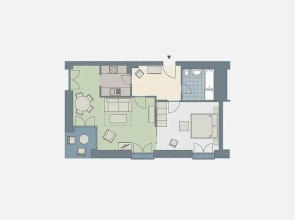 Kaiservillen Heringsdorf - Appartement mit 1 Schlafzimmer und Terrasse D102