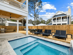 Sleeps 34! 2 Homes, Private Pools, Firepit, Golf Cart, Walk to Beach Seagrove San Juan by Avantstay