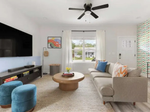 Playfully Designed Home + Hot Tub, Fire Pit & Game Room Blue Hour by Avantstay