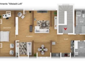 BohnApartments Altstadt-Loft - 85 qm mit Wasserbett, Parkplatz
