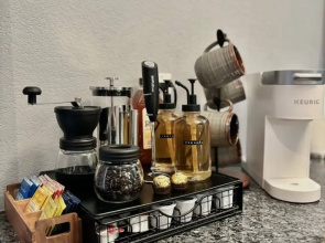 French Inspired Stay Fireplace Coffee bar Cozy
