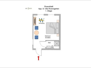 Ferienwohnung 9 Rosenblatt - schönes Einraum Apartment