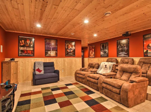 Cabin w/ Fire Pit & Movie Room, 1 Mi to Lake