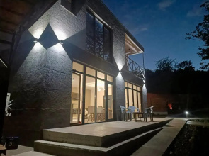 Stylish house with a warm pool and sauna