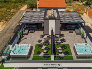 Villa Blue Sky Turanj Next to the sea Private Pool Barbecue Jacuzzi Rooftop Terrace www Zadarvillas