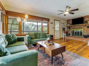 Deck + Fire Pit: Riverfront Sylva Getaway!