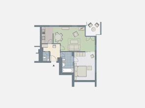 Kaiservillen Heringsdorf - Appartement mit 1 Schlafzimmer und Balkon D133