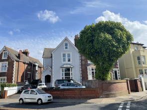 Between the beach and the shops