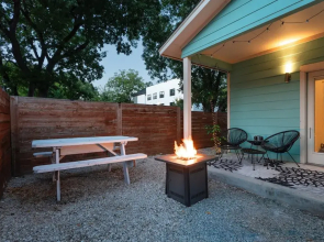 Upstay Entertainment Hub w Games & Outdoor Firepit