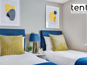 COZY 2 BED Apt Steps to town centre by Tent Serviced Apartments Egham with Free Parking and Wifi