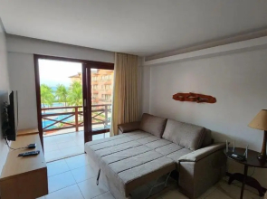 Flat de 1 quarto com linda vista-mar Pé-na-areia!