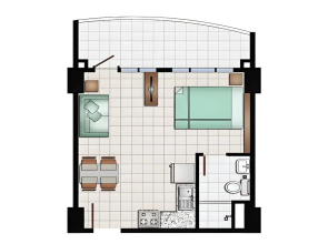Spacious Studio Unit With Balcony and Seaview