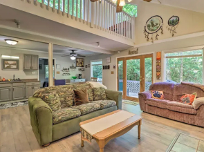 Walk to Lake Harmony: Cabin w/ Fire Pit & Decks!