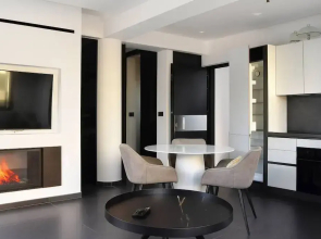 White and Black Cozy Suite in Aegina