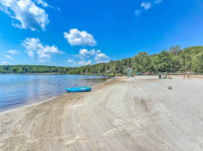 Game Room & Fire Pit: Tree-lined Pocono Lake Cabin