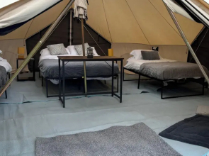 Cozy Hot Tent With Log Burner & Hot Tub Right Tent