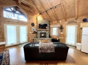 Romantic, pet friendly cabin with private hot tub, washer/dryer and full kitchen Studio Cabin by RedAwning