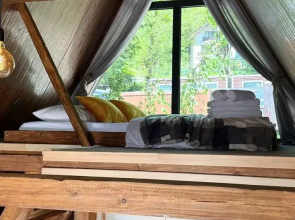 Шале А-фрейм Горный приют в эко стиле с потрясающим видом на горы Красной Поляны